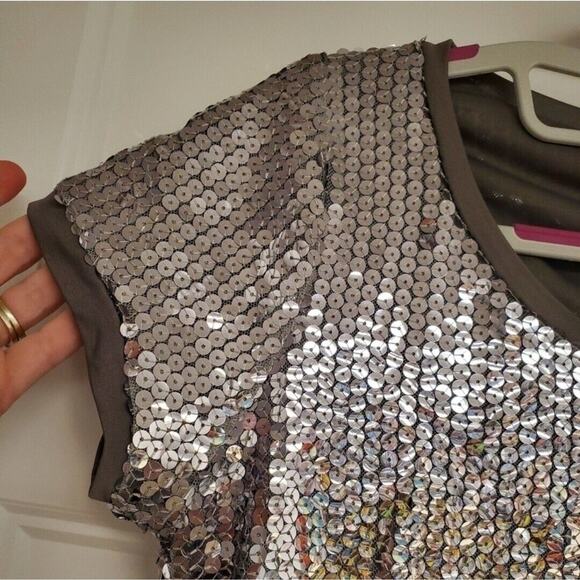 Women's August Silk Silver Sequins Blouse | Size Small - Picture 3 of 7